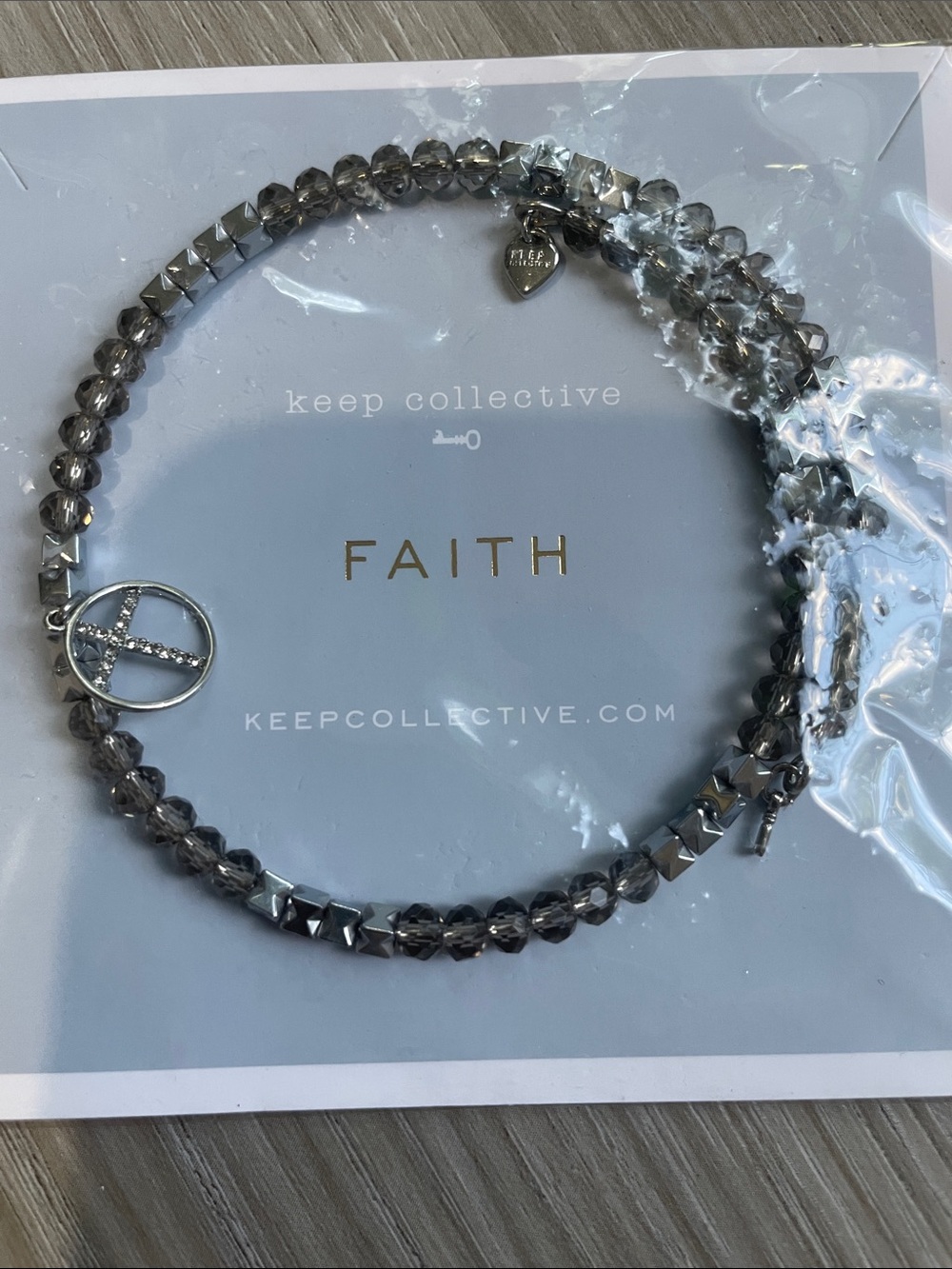 KEEP Collective FAITH Beaded Charm Necklace - Gray